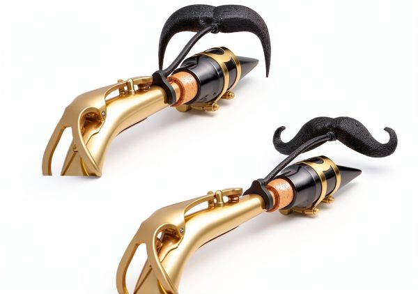 Brasstache XL Clip-On Saxophone Mustache Fun Design-0