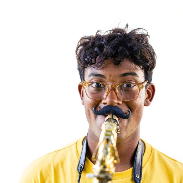 Brasstache XL Clip-On Saxophone Mustache Fun Design-1