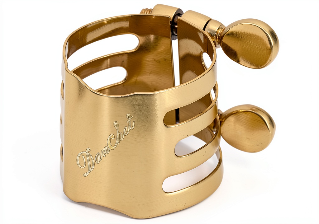 Gold Tenor Saxophone Ligature in use