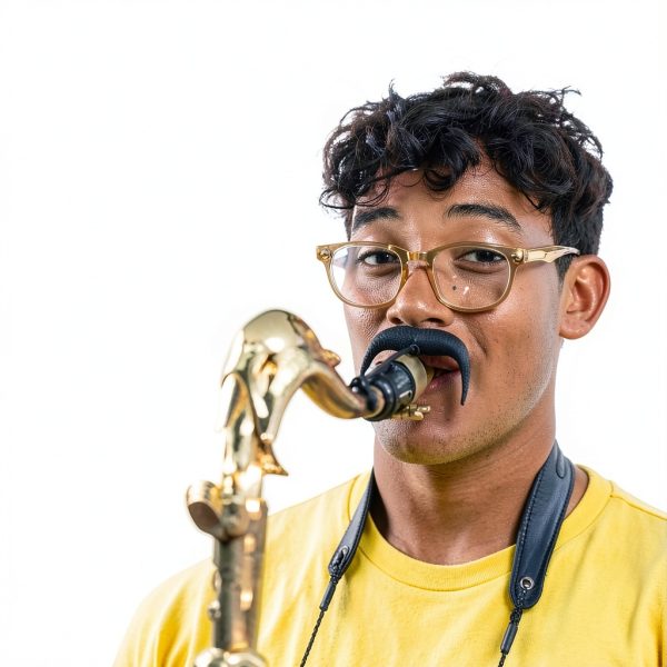 Brasstache XL Clip-On Saxophone Mustache Fun Design-3