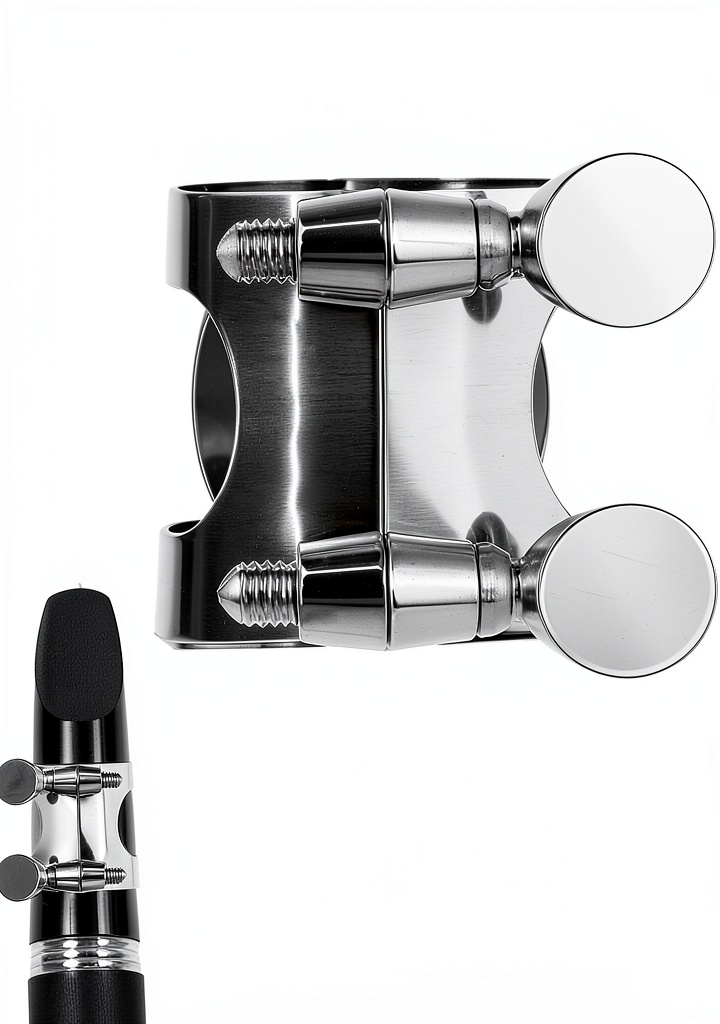 Clarinet ligature being adjusted on a mouthpiece